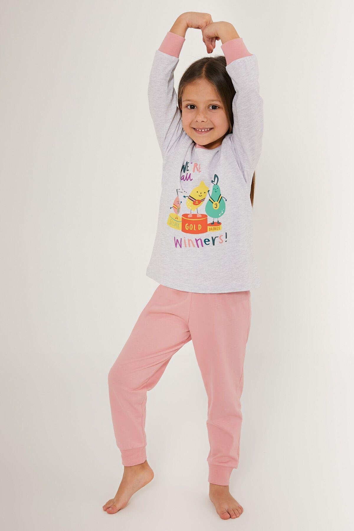 Winner Gri Kız Çocuk Uzun Kol Pijama Takım