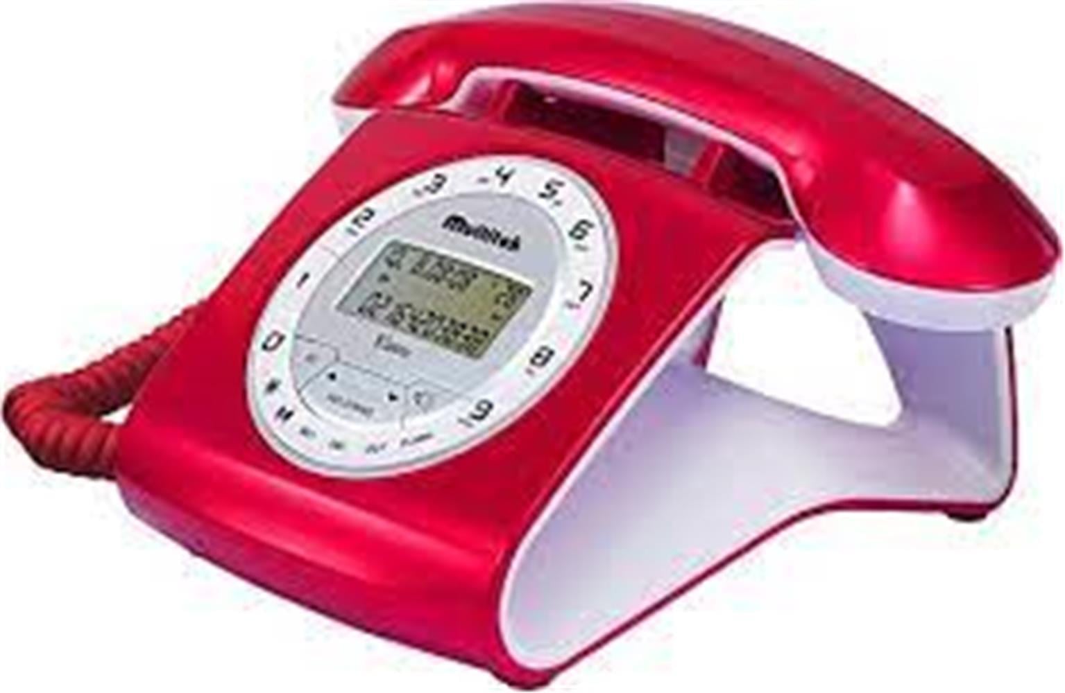 Multitek Retro Özel Tasarımlı Kablolu Siyah-Kırmızı Masa Üstü Telefon