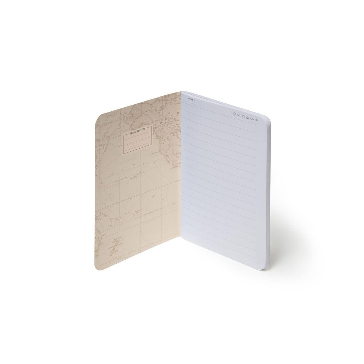 A6 Boyutunda Çizgili Defter, Resimli Sert Kapaklı - Seyahat Haritası