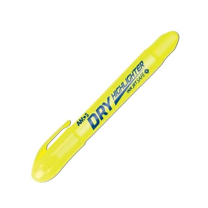 Amos Dry Highlighter Kuru Fosforlu Kalem Neon Sarı