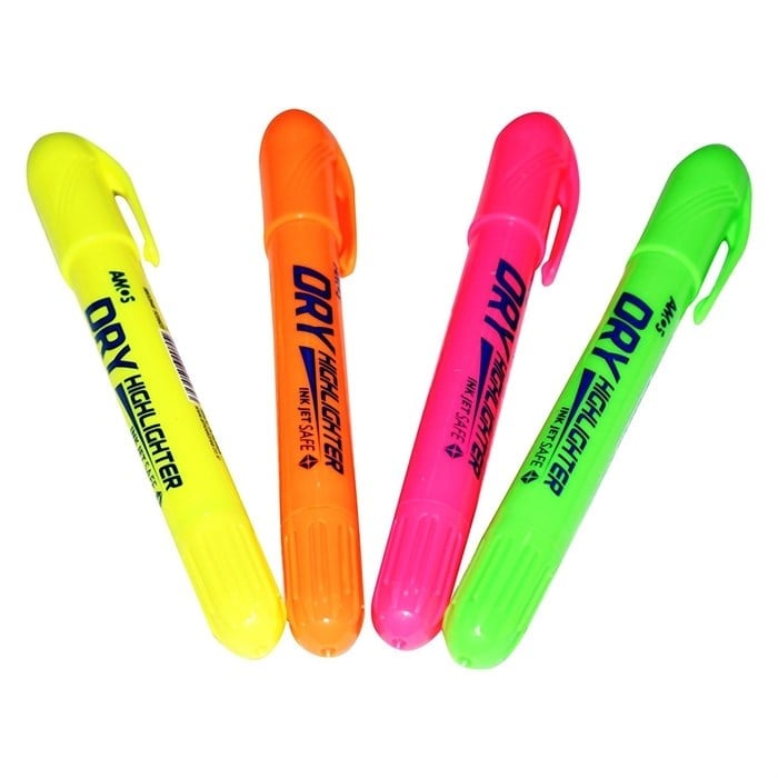 Amos Dry Highlighter Kuru Fosforlu Kalem Neon Pembe