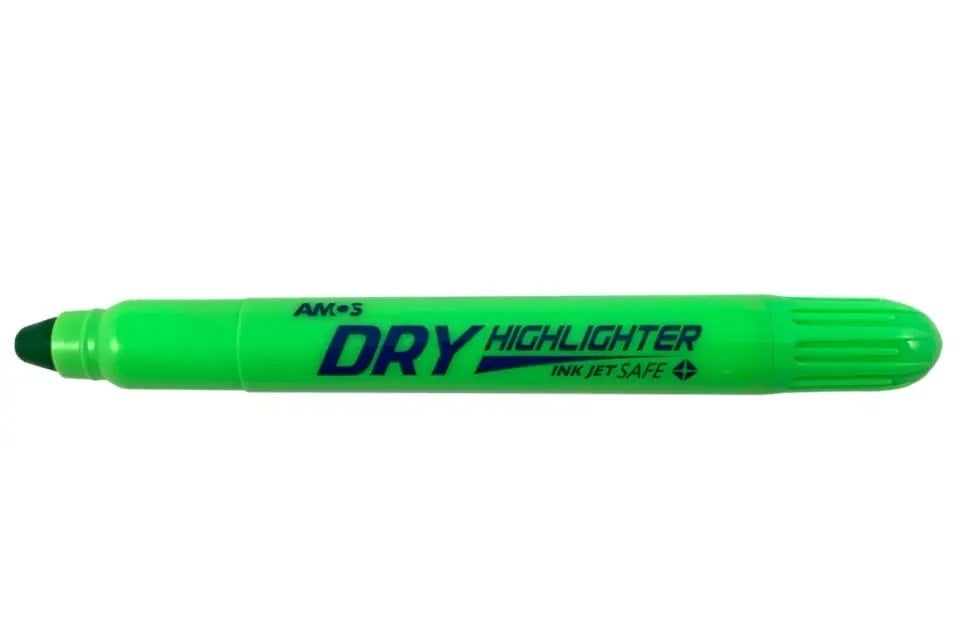Amos Dry Highlighter Kuru Fosforlu Kalem Neon Yeşil