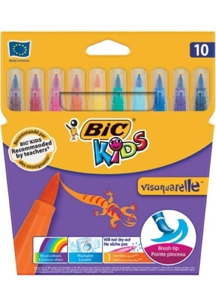 Bic - Fırça Uçlu Keçeli Boya Kalemi 10'lu Kutu Yıkanabilir 