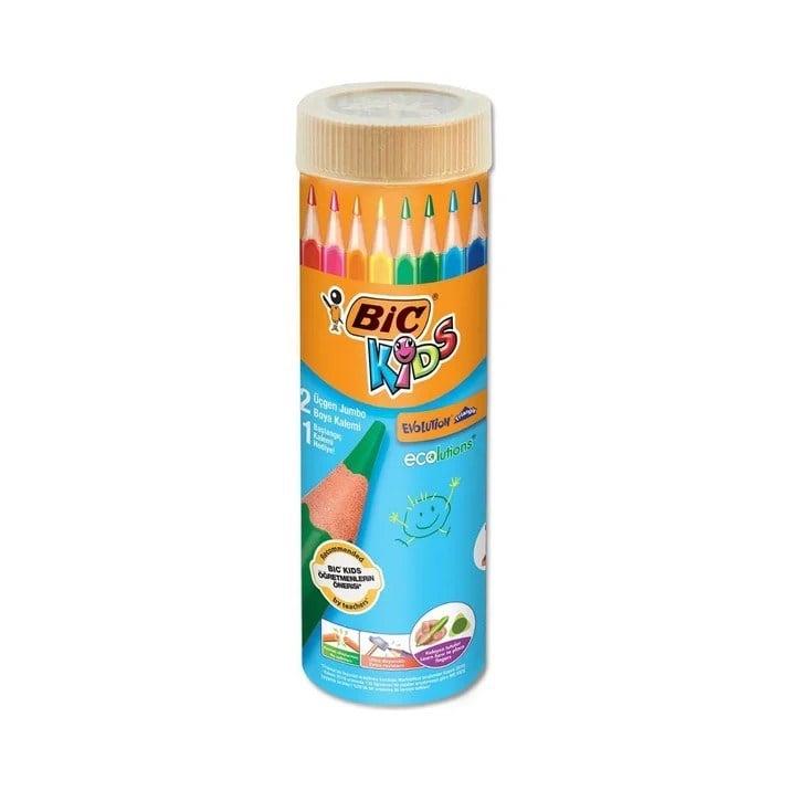 Bic Kids Jumbo Üçgen Boya Kalemi 12 Renk + Başlangıç Kalemi ve Kalemtıraş Hediyeli