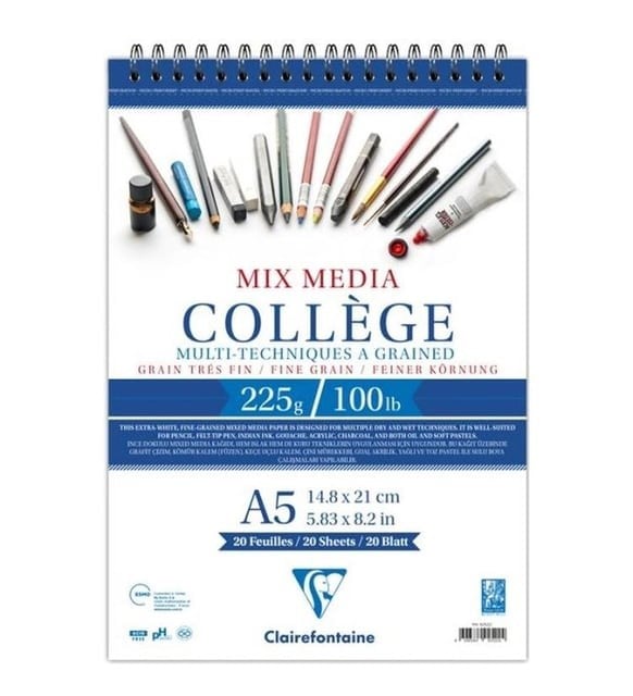 Clairefontaine Mix Media Collage Çok Amaçlı Eskiz Defteri 225gr A5 20yp