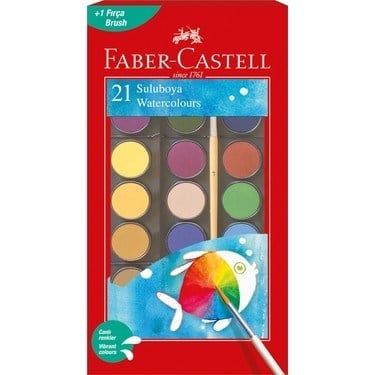 Faber-Castell 21 Renk Büyük Boy Sulu Boya 1 Adet Fırça Hediyeli