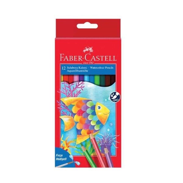 Faber-Castell Tam Boy Suluboya Kalemi 12'li Fırça Hediyeli