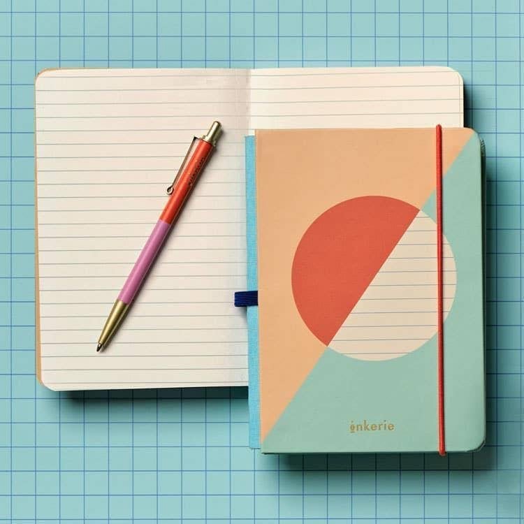 Kikkerland İnkerie Çizgili Mini Defter ve Kalem Seti