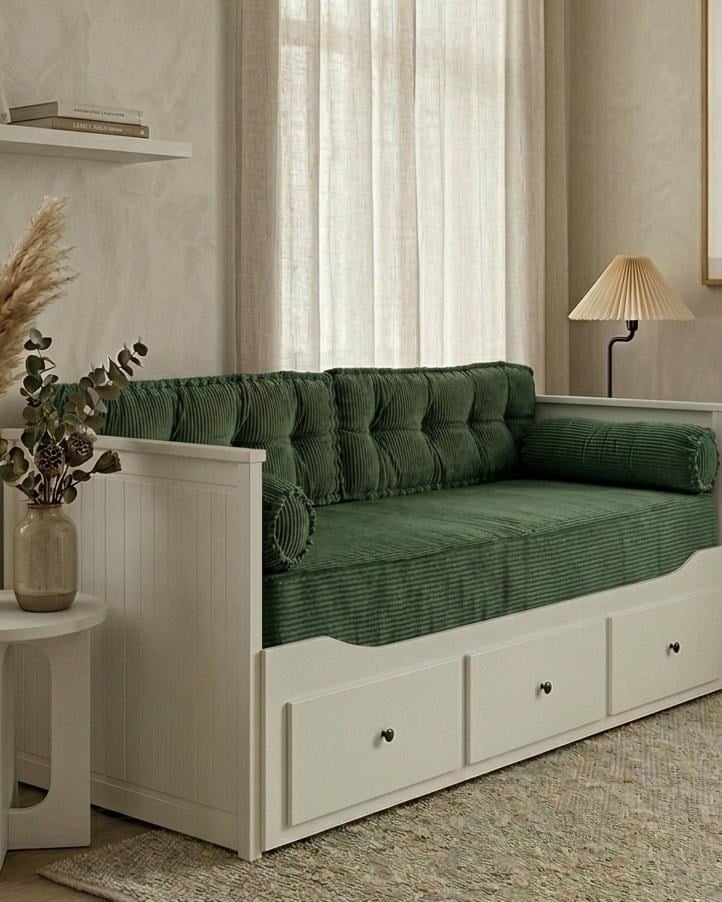 El İşçilikli Fitilli Kadife Kumaş Divan Seti