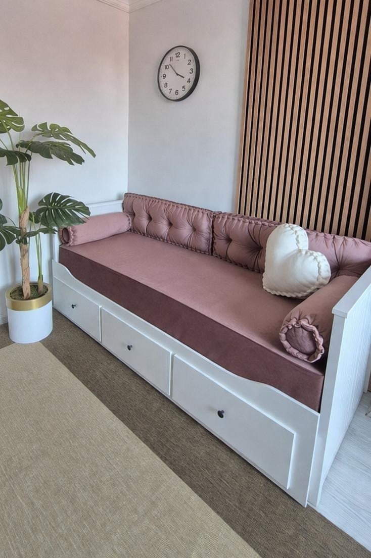 El İşçilikli Kadife Kumaş Divan Seti