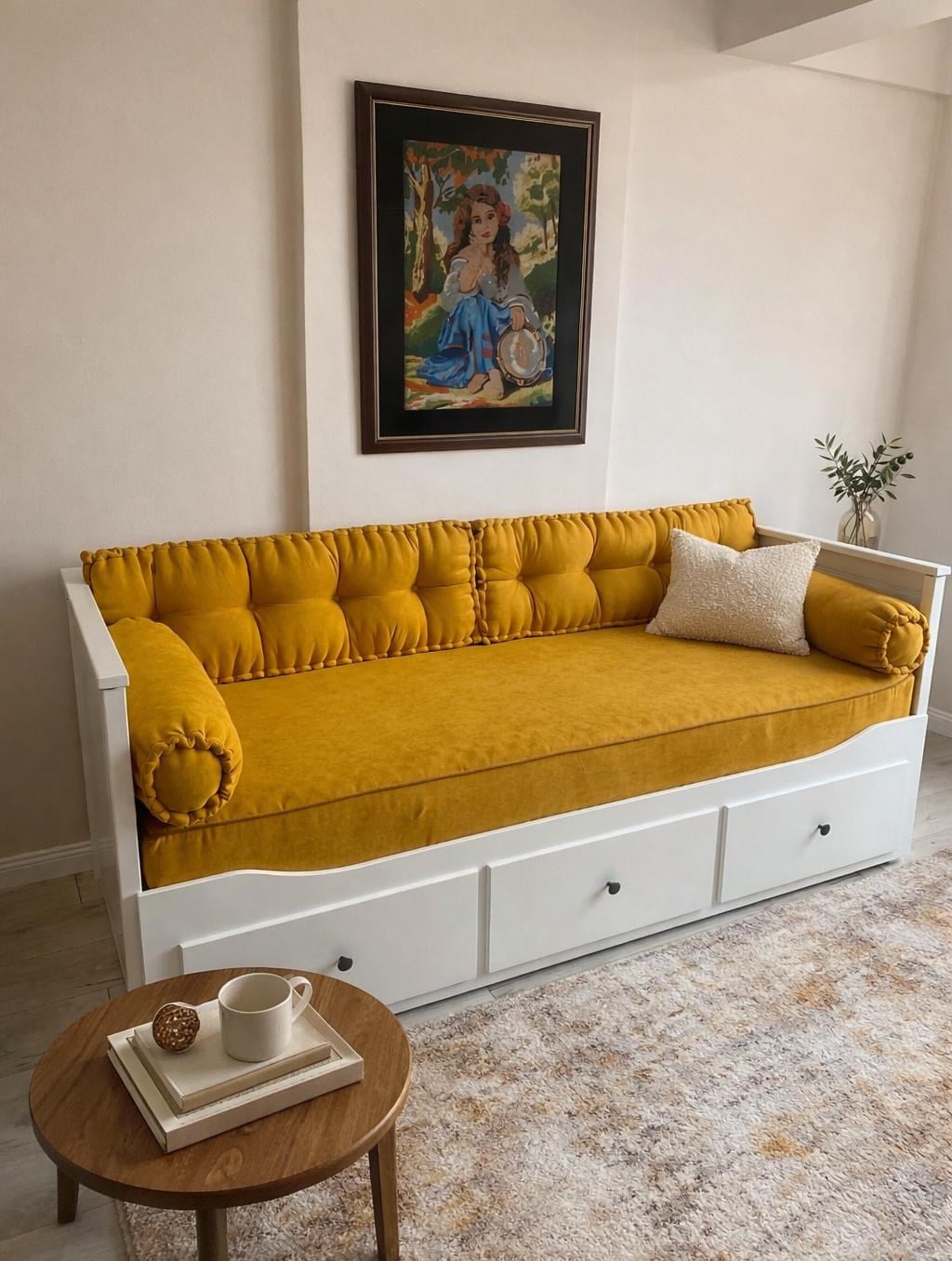El İşçilikli Soft Kumaş Divan Seti