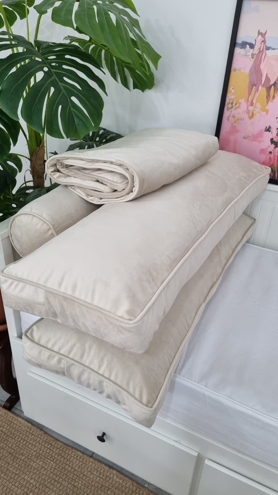 Fermuarlı Kadife Kumaş Divan Seti