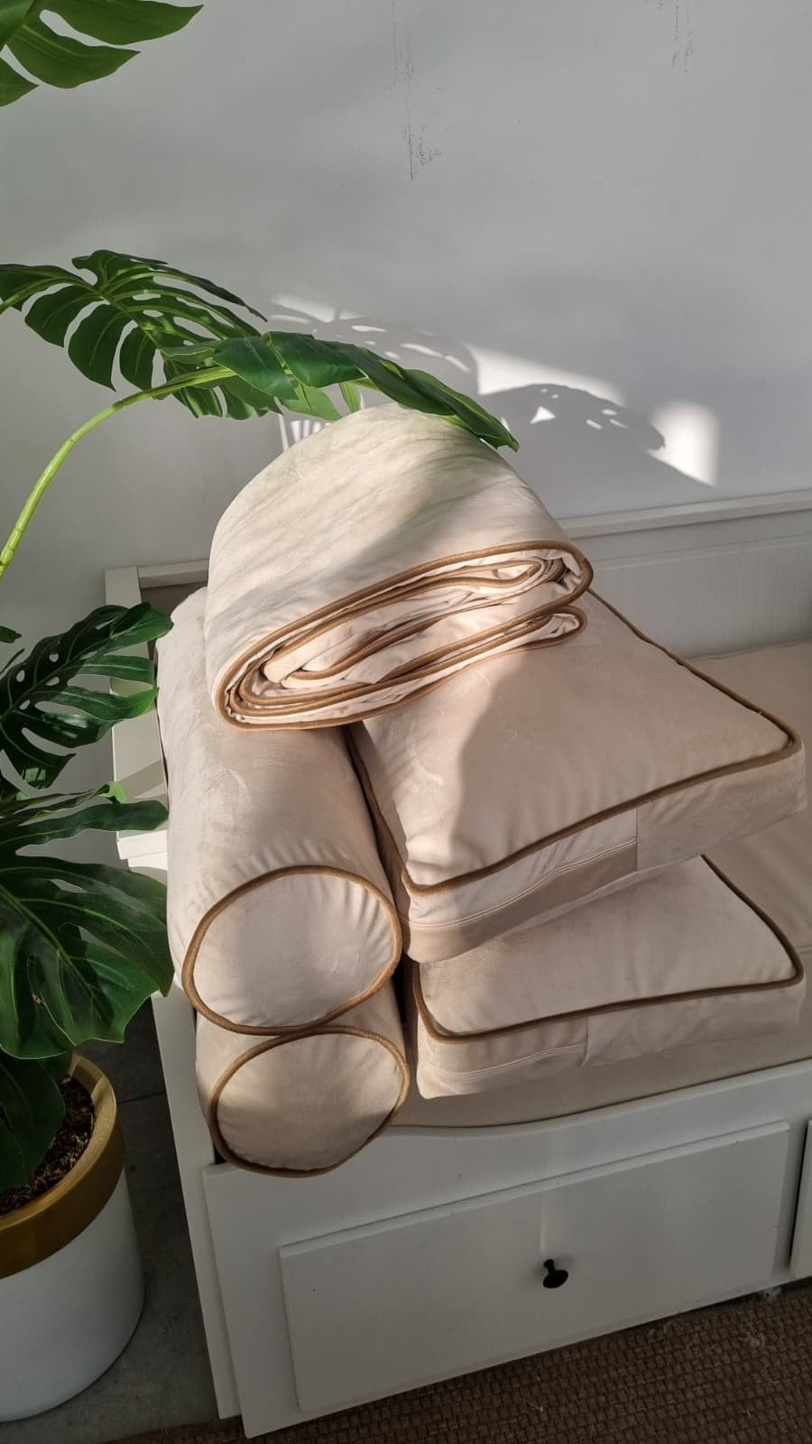 Fermuarlı Kadife Kumaş Divan Seti