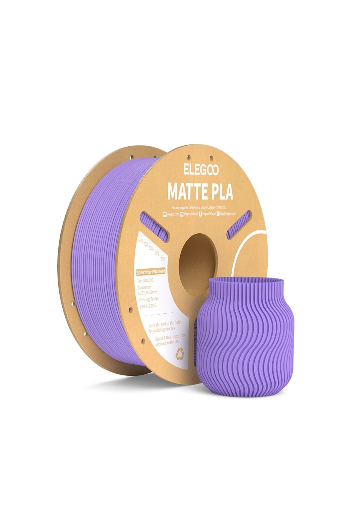 ELEGOO PLA Matte Filament Lavender Purple