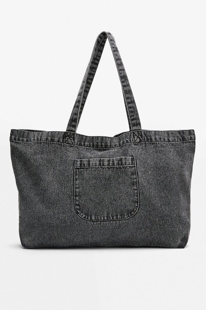 Büyük Denim Tote Çanta Siyah