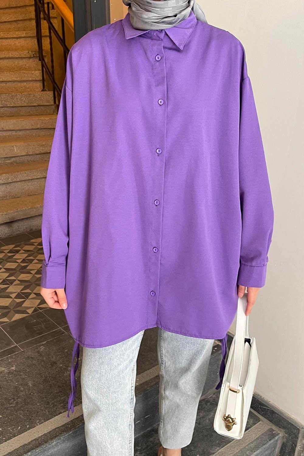 Oversize Gömlek Mor