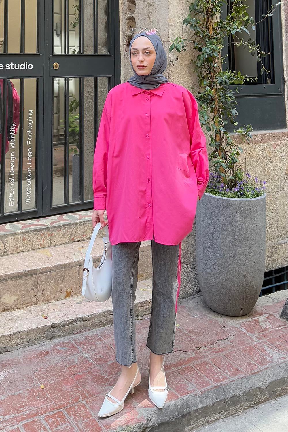 Oversize Gömlek Pembe