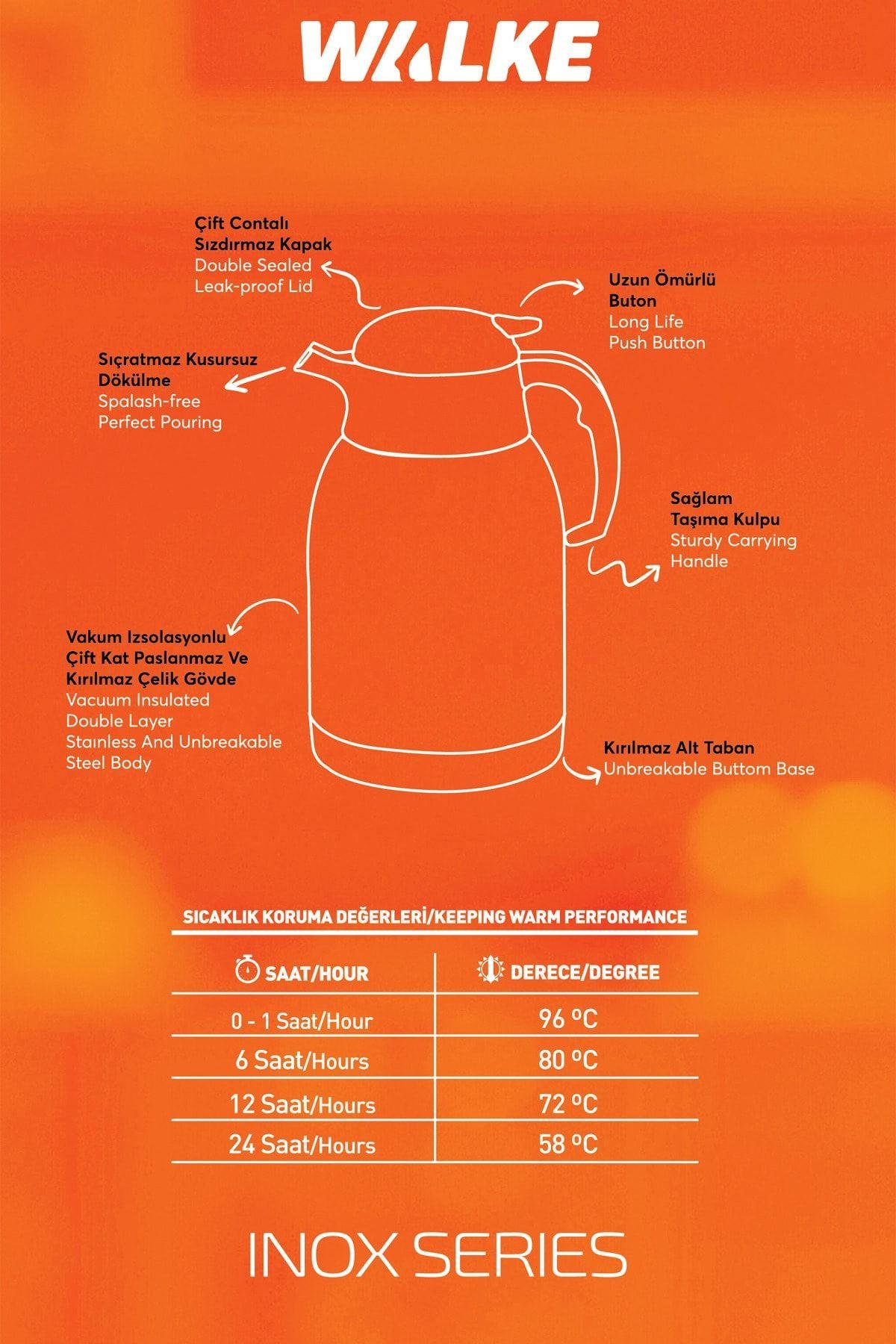 2 Litre Çift Kat Paslanmaz Çelik Termos ( Piknik Kamp Outdoor Ofis Otel Kafe Okul )