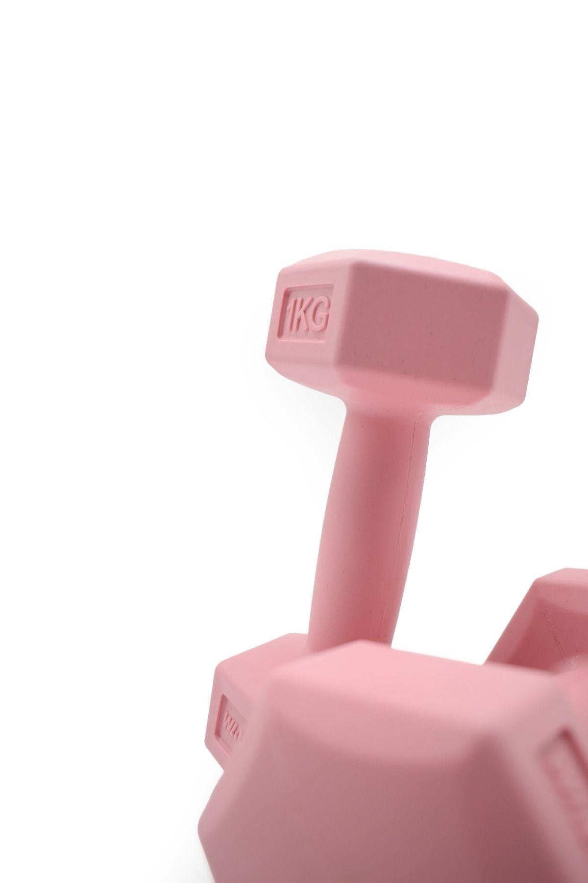 Walke 1 Kg x 2 Adet Köşeli Fuşya Plastik Dambıl Ağırlık Seti