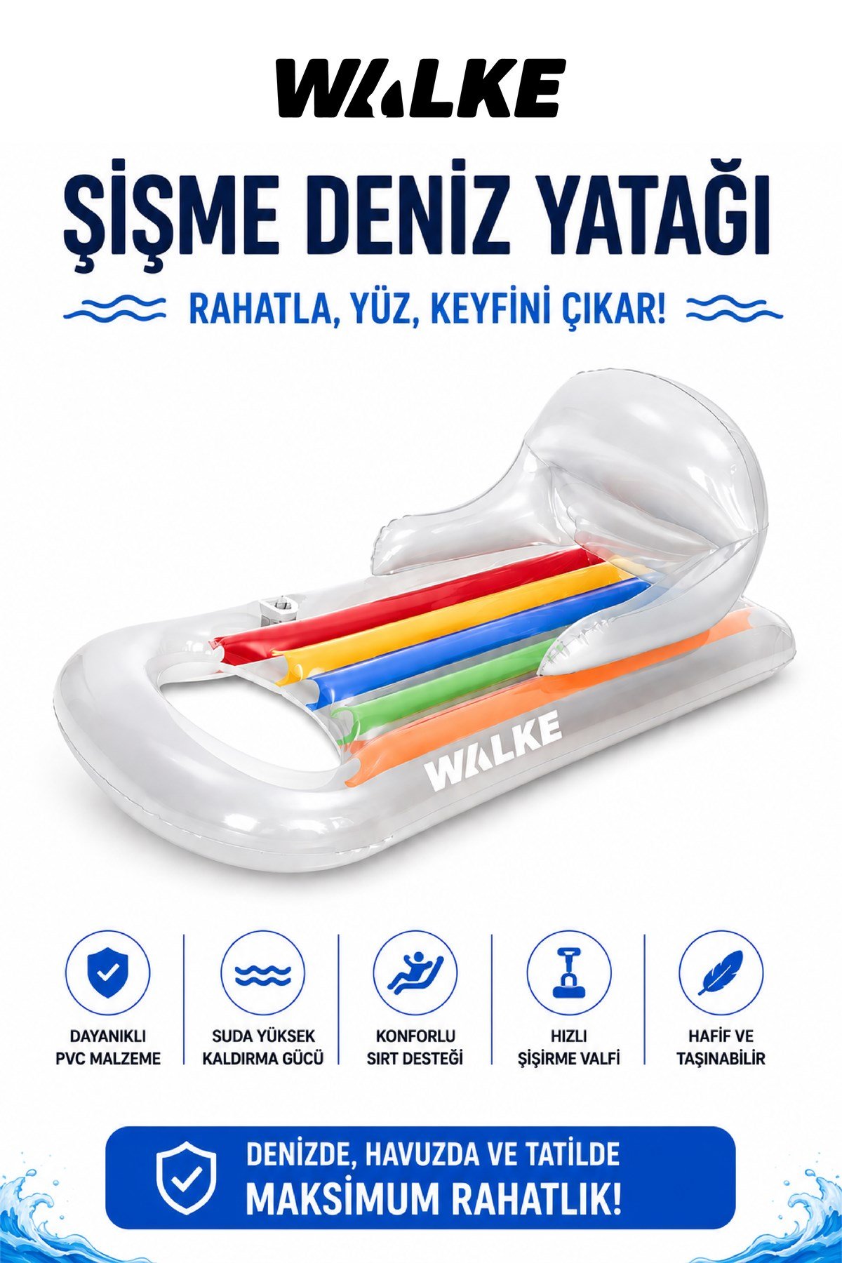 WALKE 13101 ŞİŞME DENİZ YATAĞI GRİ 