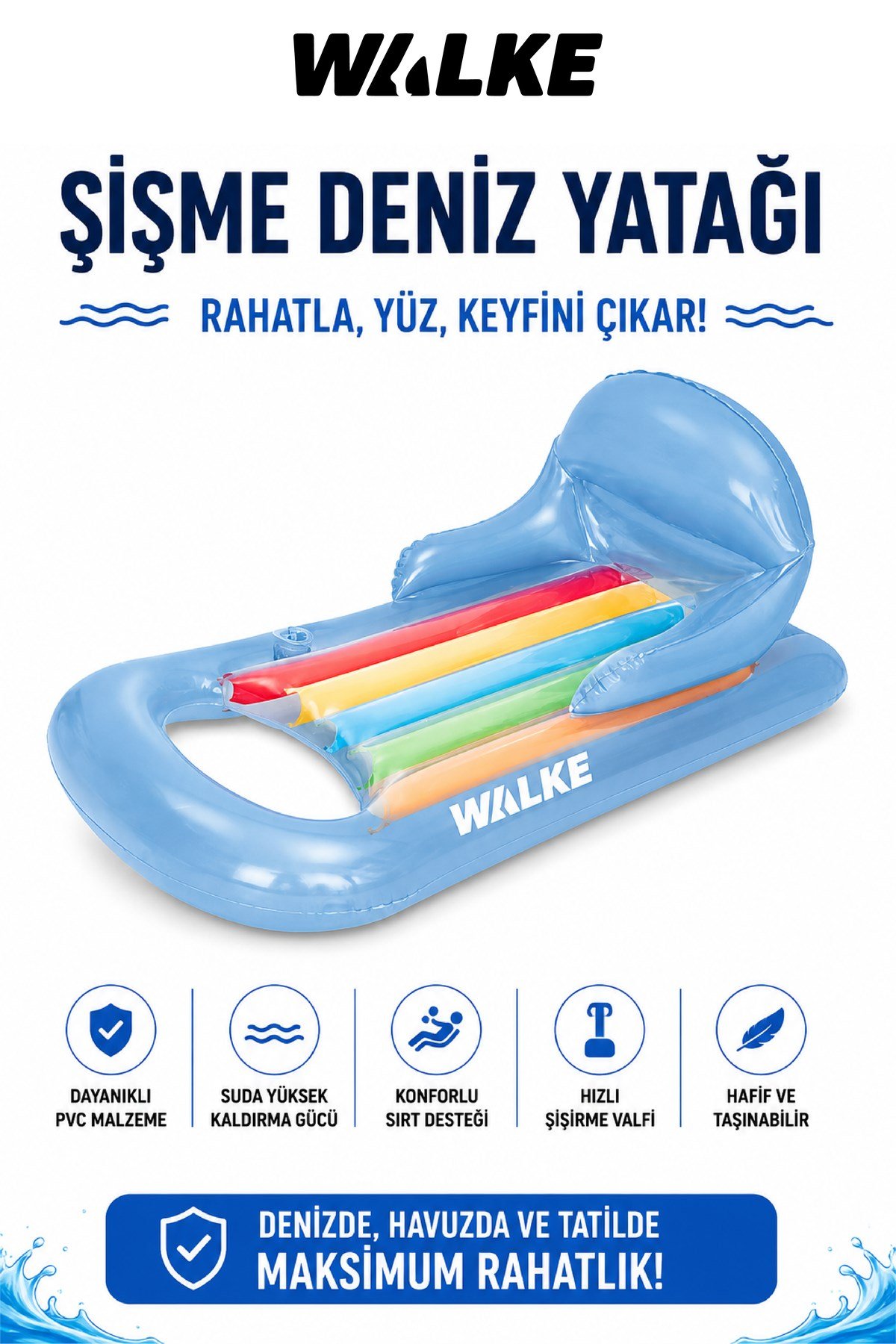 WALKE 13102 ŞİŞME DENİZ YATAĞI MAVİ