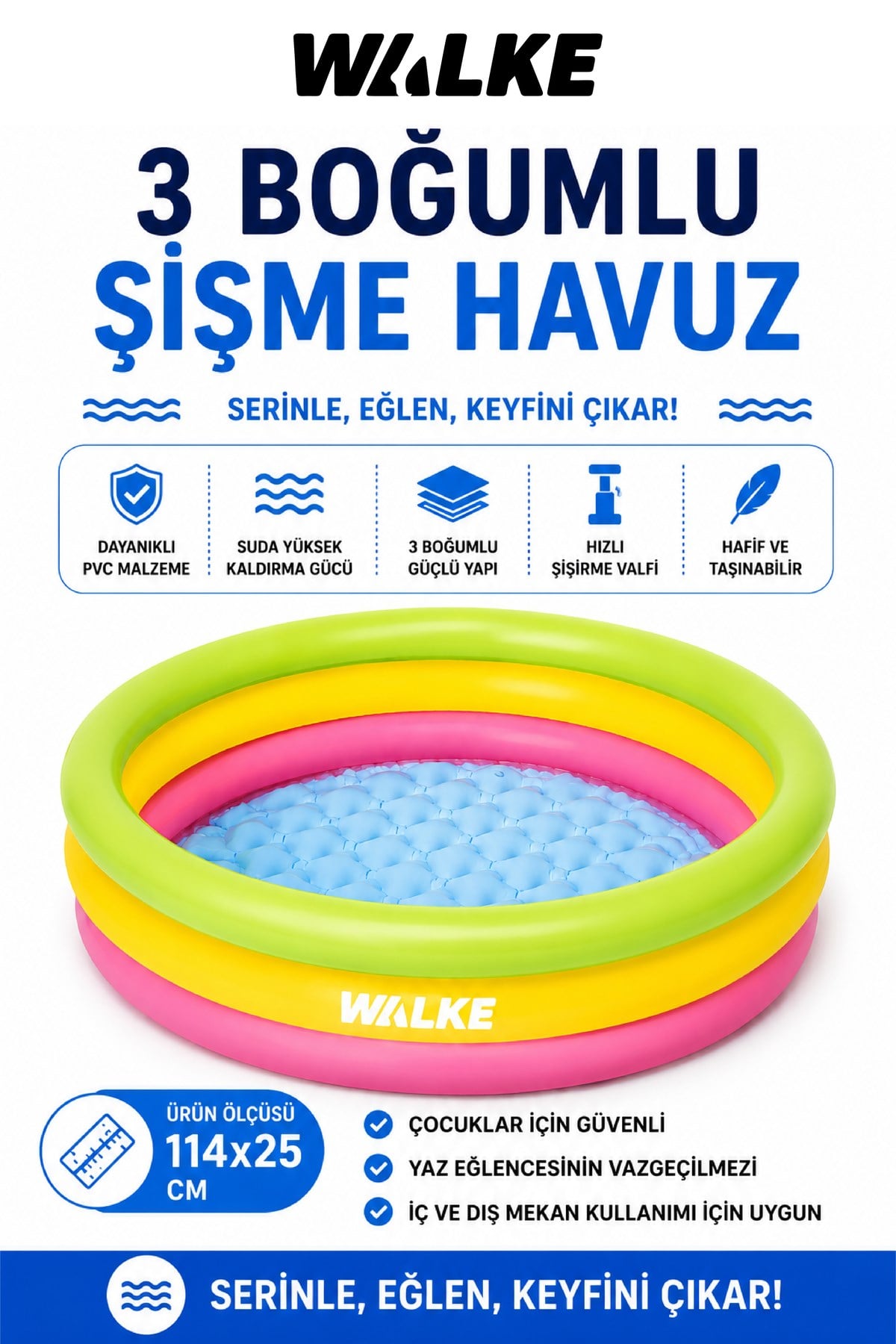 WALKE 14103 3 BOĞUMLU ŞİŞME HAVUZ 114*25