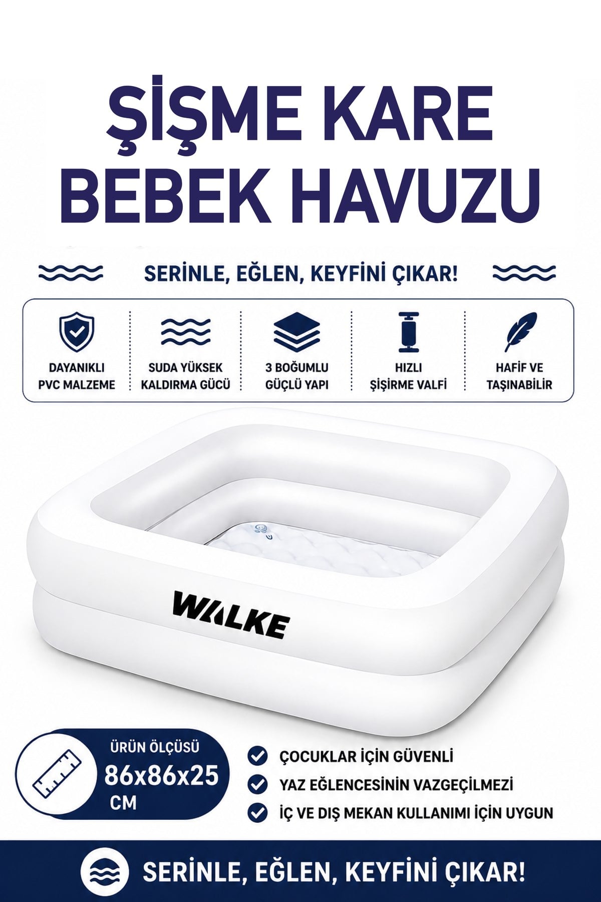 WALKE 14112 ŞİŞME KARE HAVUZ 86*86*25