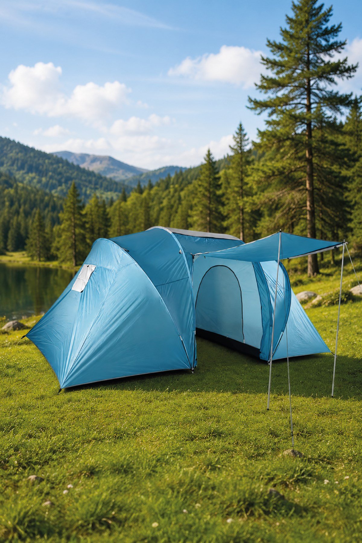 Walke 6 Kişilik Çift Bölmeli Aile Kamp Çadırı Su Geçirmez Polyester 490 X 280 X 200