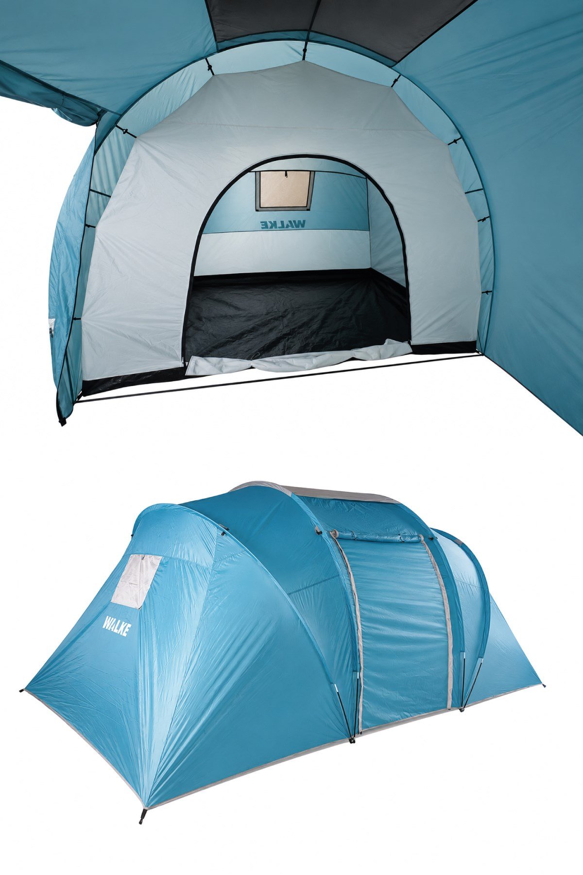 Walke 6 Kişilik Çift Bölmeli Aile Kamp Çadırı Su Geçirmez Polyester 490 X 280 X 200