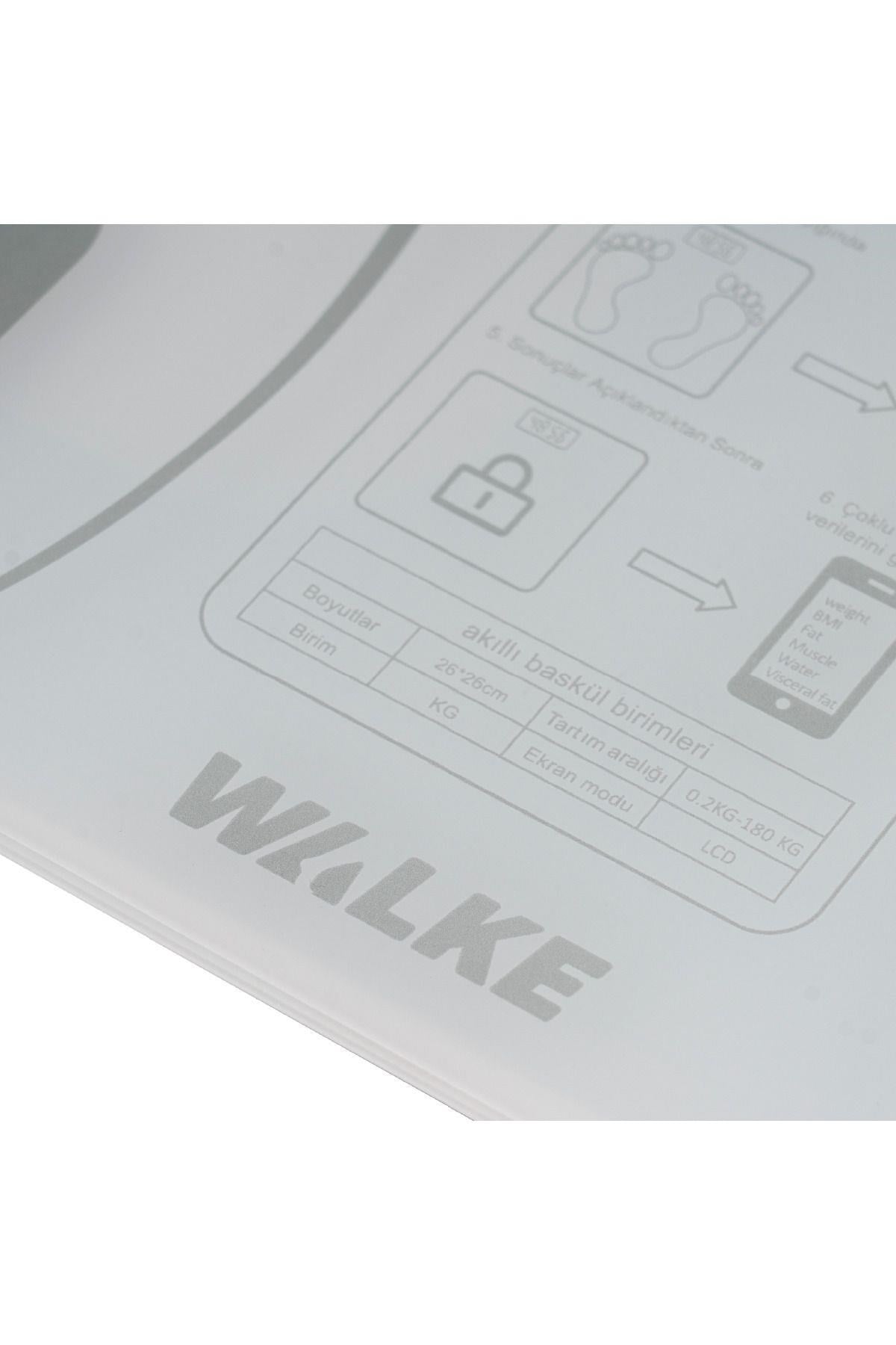Walke Çok Fonksiyonlu Digital Baskül Yağ Su Kas Vücut Kitle Endeksi Kilo Ölçer Tartı Beyaz