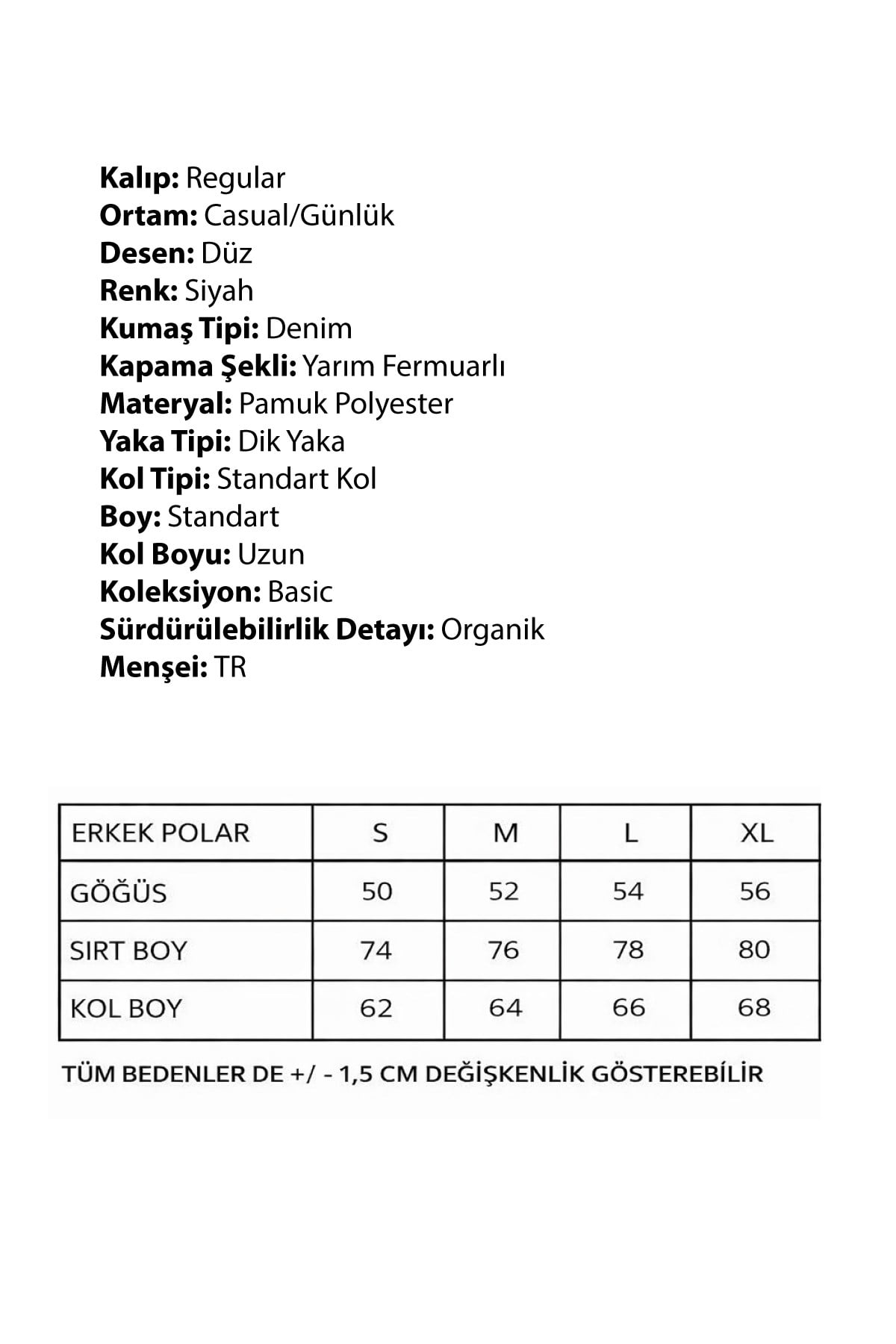 WALKE ERKEK YARIM  FERMUAR POLAR BEDEN-XL