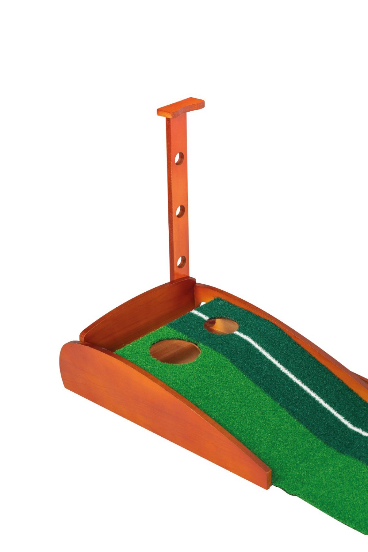 Walke Golf Putt Matı Ahşap Otomatik Top Dönüşlü Golf Antrenman Seti 3 Toplu 2 Delikli