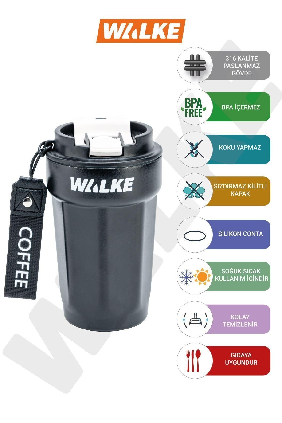 Walke Luxury Çift Ağızlıklı Paslanmaz Çelik Bardak Termos 450 ml