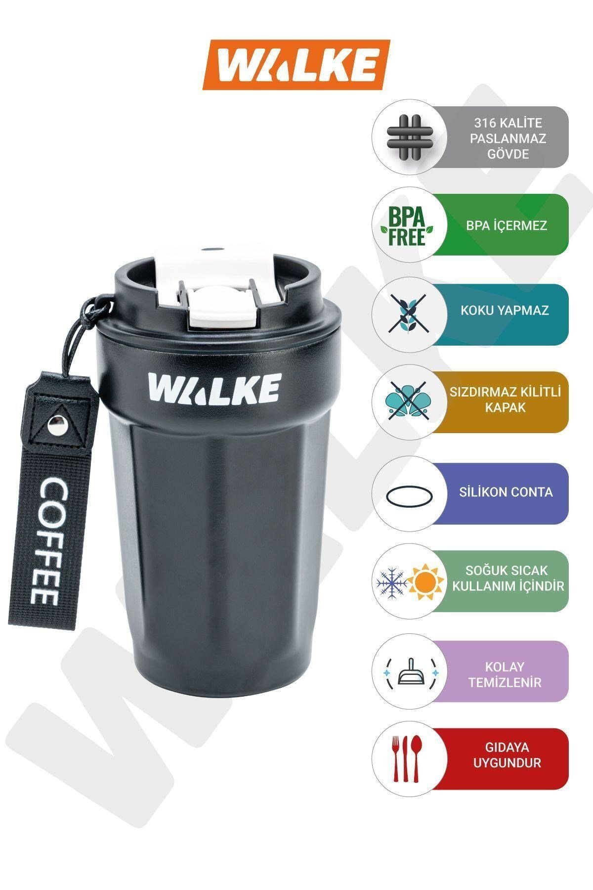 Walke Luxury Çift Ağızlıklı Paslanmaz Çelik Bardak Termos 450 ML
