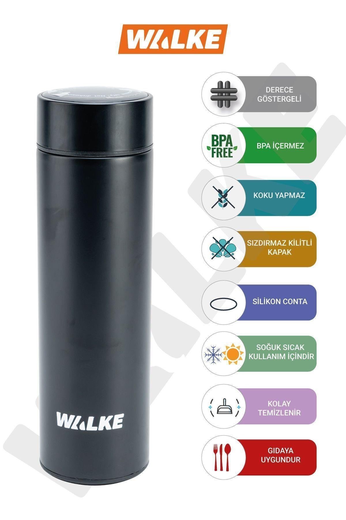 Walke Luxury Dereceli Paslanmaz Süzgeçli Çelik Bardak Termos 500 ML