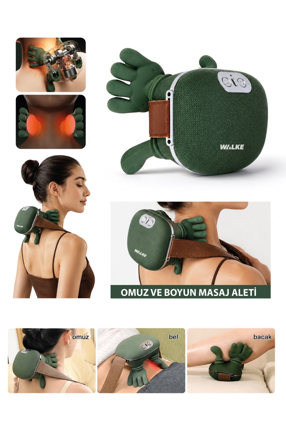 Walke Parmakla Yoğuran El Hissi Sunan Isıtmalı Omuz ve Boyun Masaj Aleti B-02