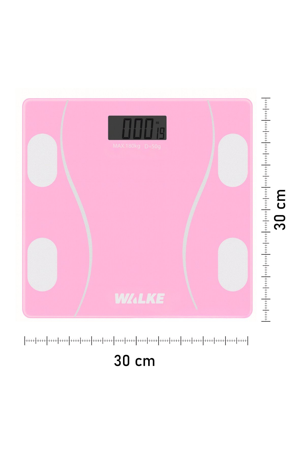Walke Premium Akıllı Baskül Pembe LCD Ekranlı 180 Kg Taşıma Kapasitesi ile Hassas Ölçüm