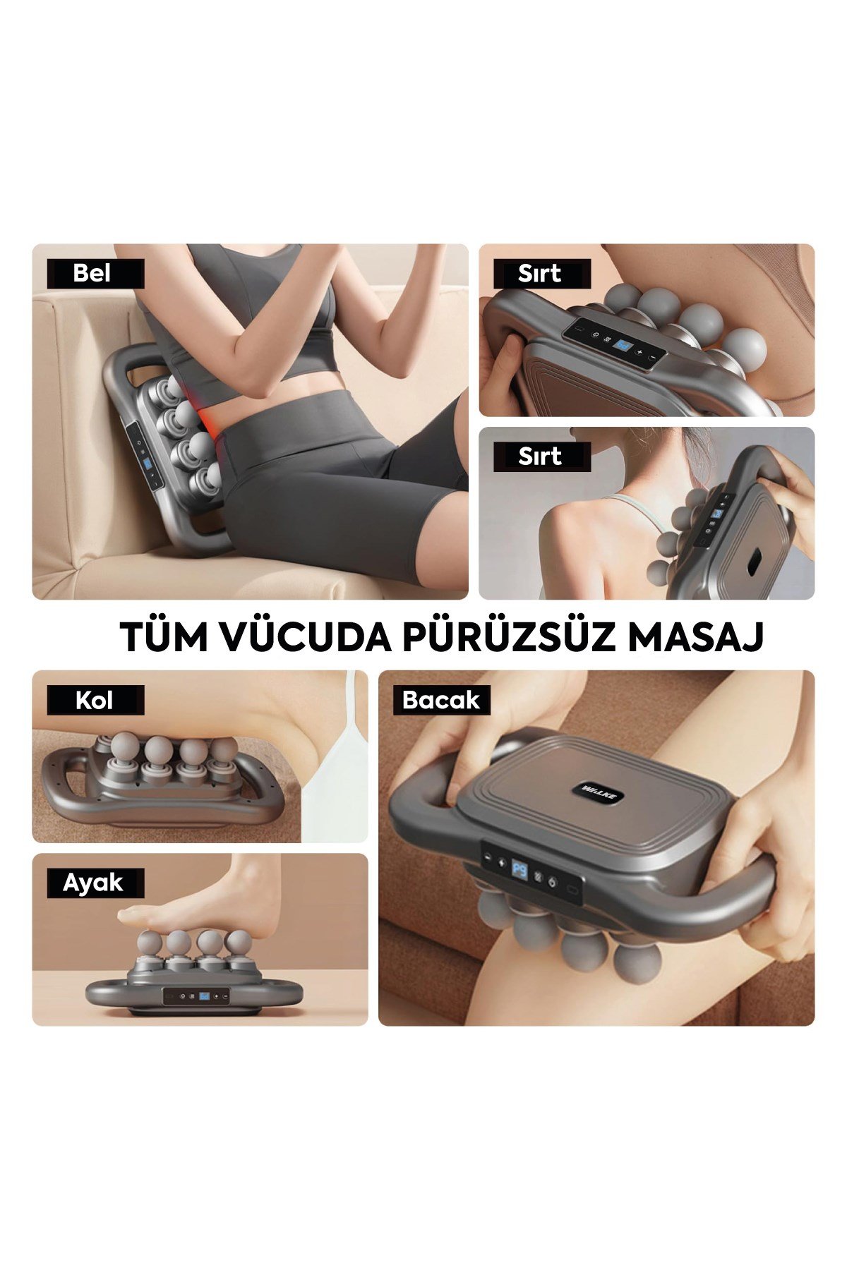 Walke Premium Isıtmalı Çok Başlıklı Elektrikli Tüm Vücut Masaj Aleti V-01
