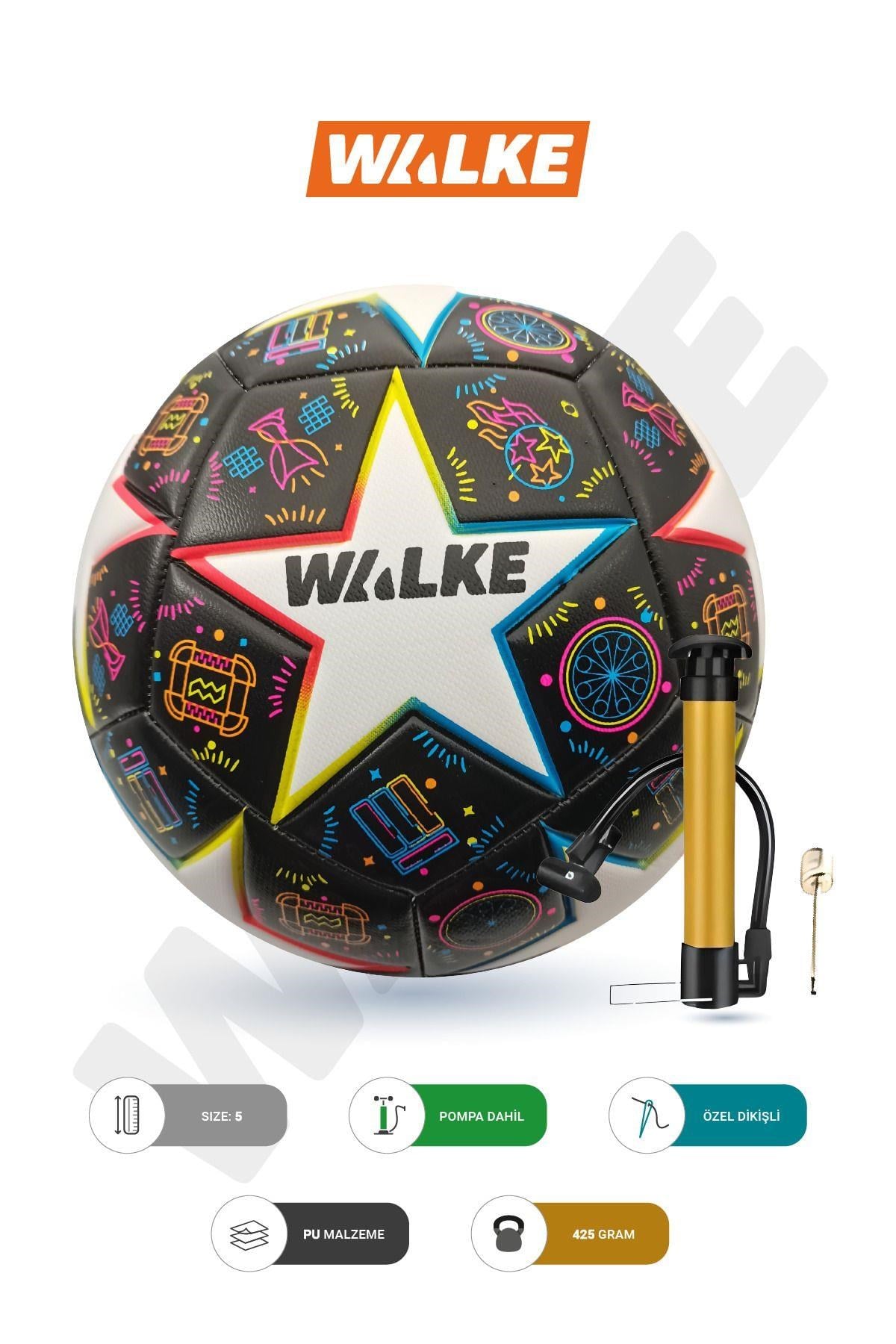 Walke Premium Şampiyonlar Ligi Temalı 5 Numara Futbol Topu Pompa Hediyeli