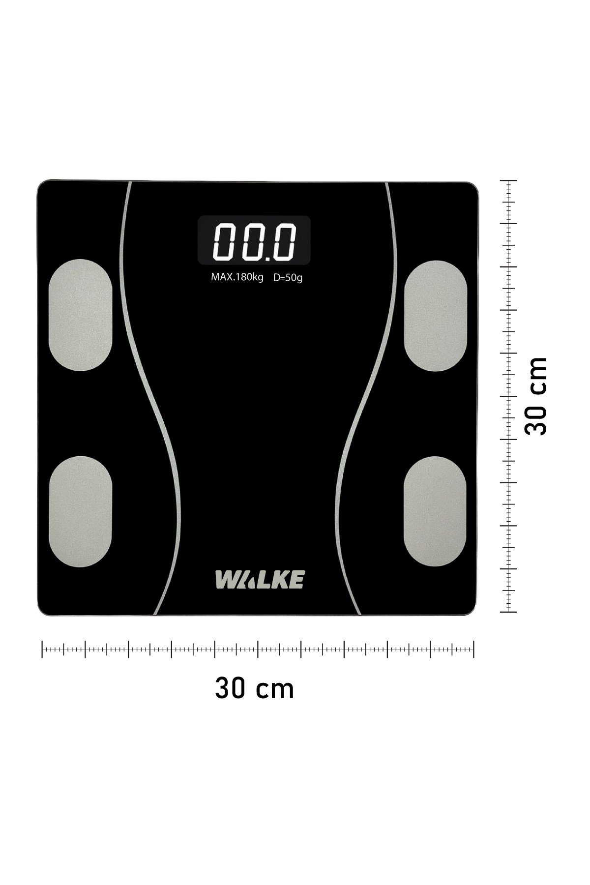 WALKE Premium Uygulama Bağlantılı Akıllı Baskül Siyah