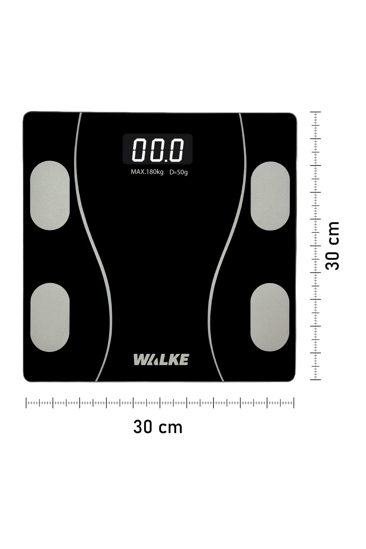 WALKE Premium Uygulama Bağlantılı Akıllı Baskül Siyah