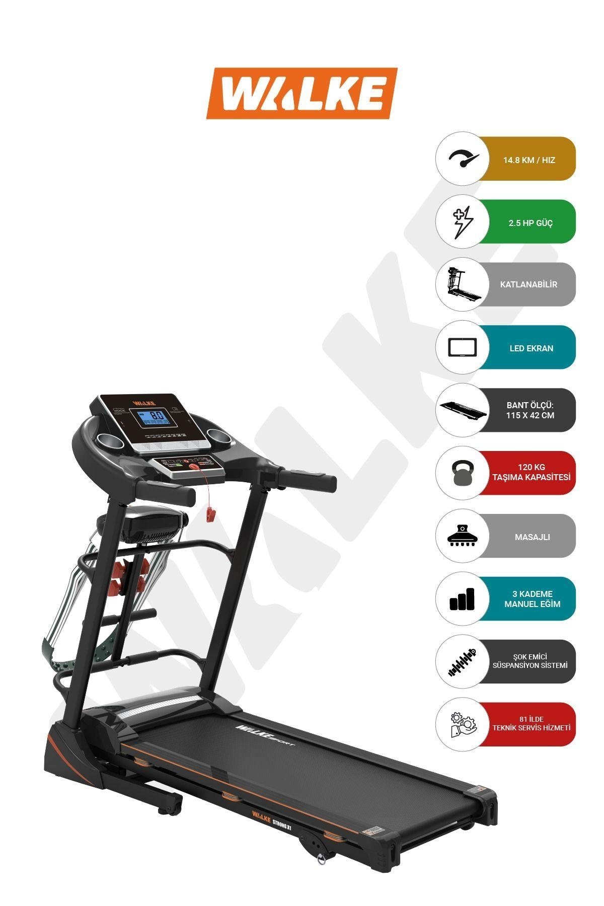 Walke Strong X1 Masajlı Manuel Eğim Koşu Bandı 2,5 Hp