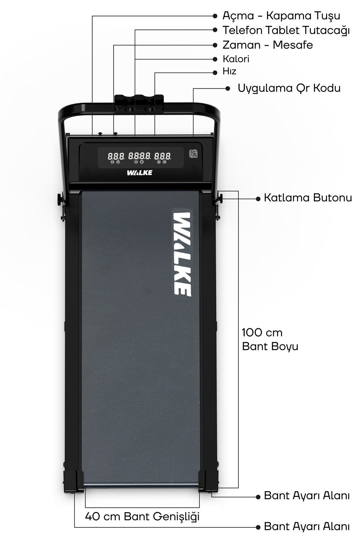 Walke W-FIT Uzaktan Kumandalı  Koşu Bandı 10 Km / Hz