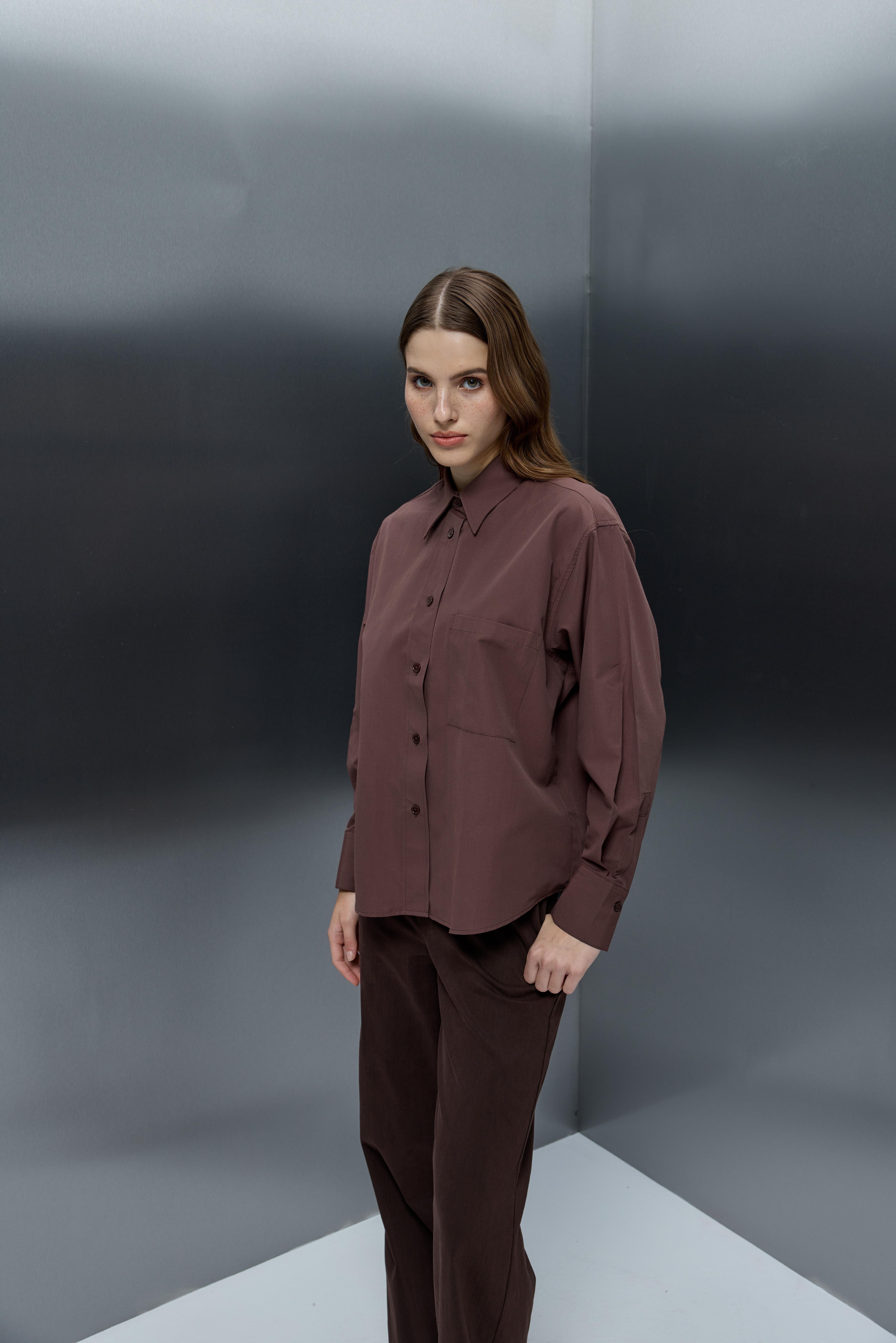 Basic Poplin Gömlek Kahverengi