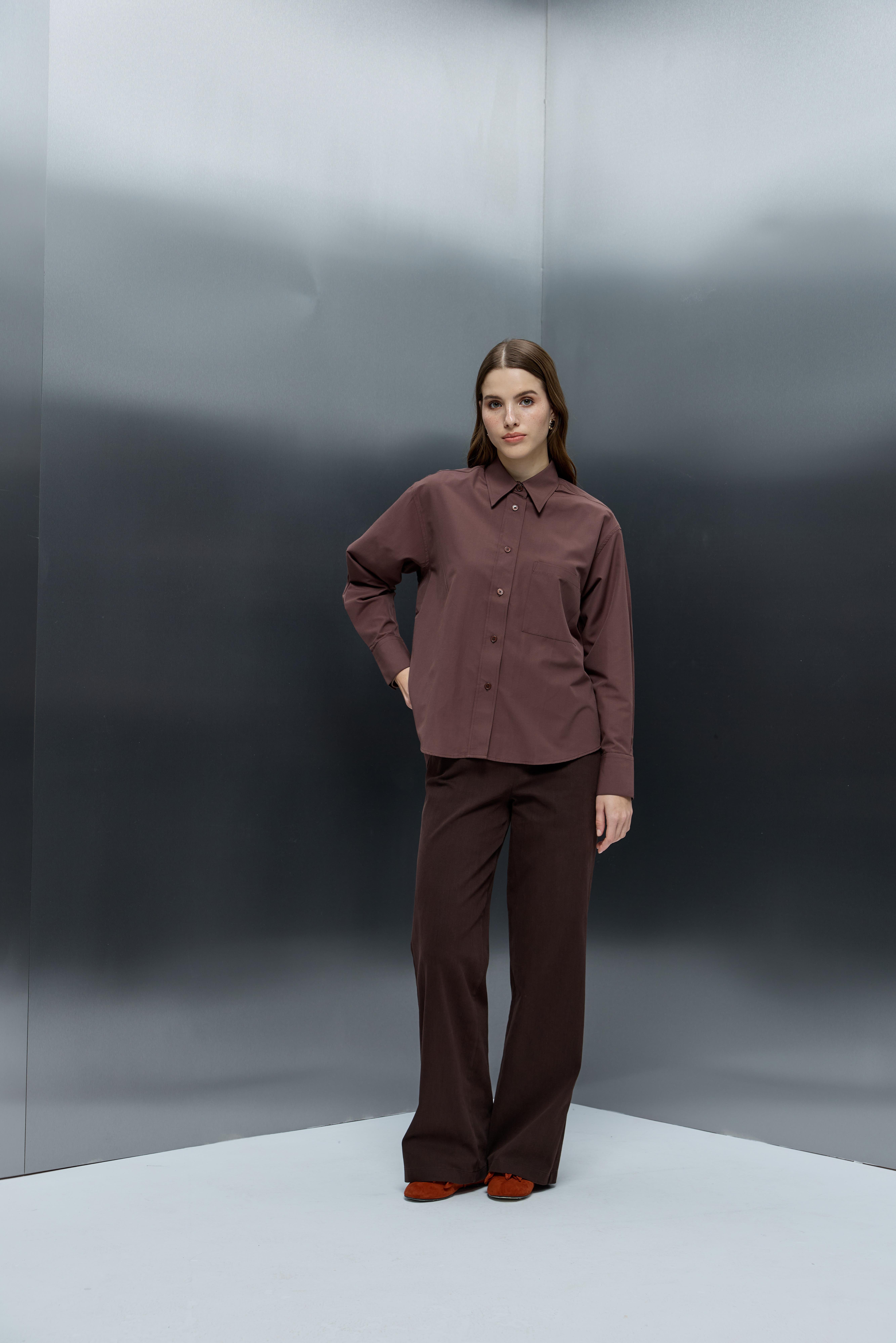 Basic Poplin Gömlek Kahverengi