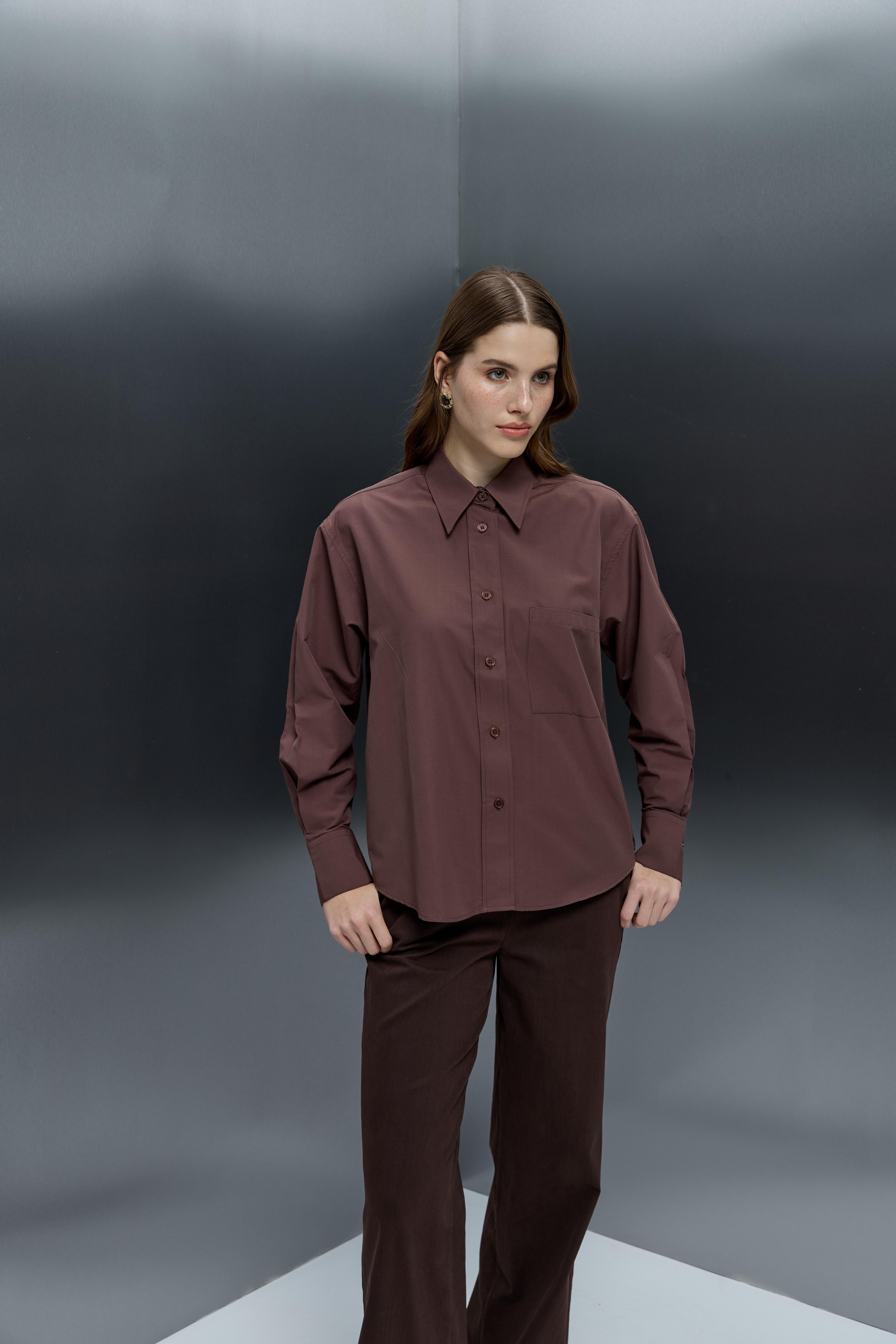 Basic Poplin Gömlek Kahverengi