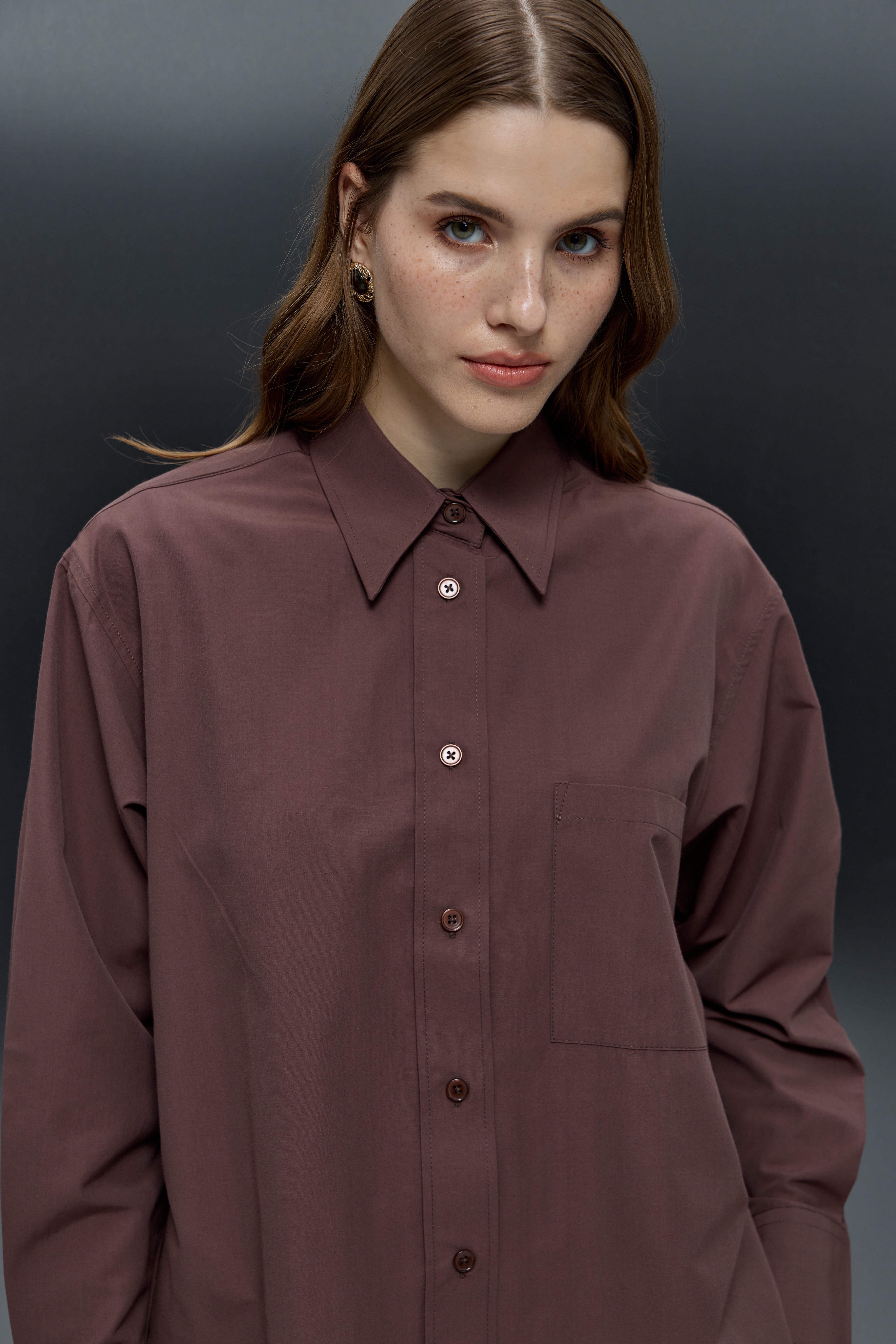 Basic Poplin Gömlek Kahverengi