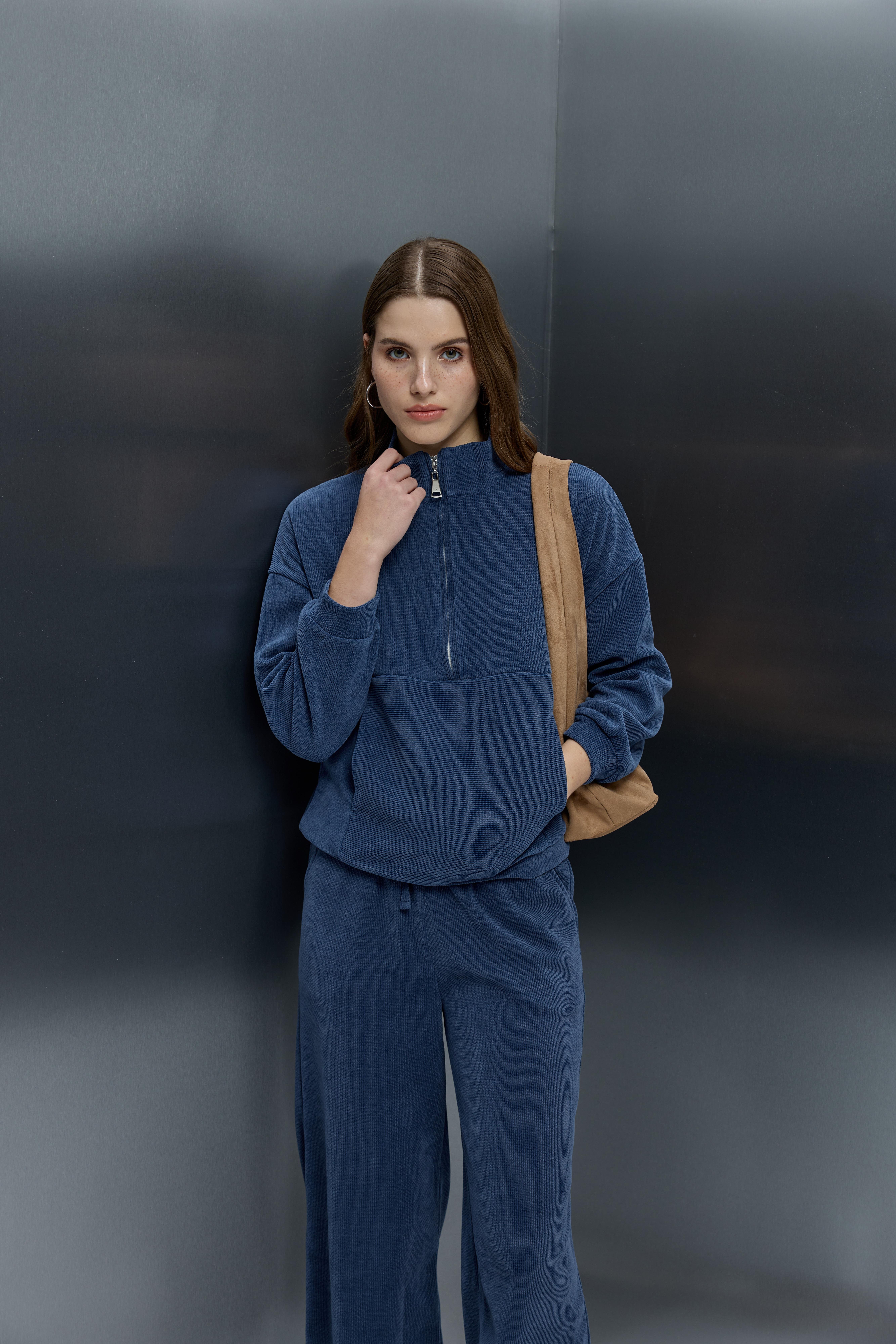 Fitilli Casual Lacivert Takım 