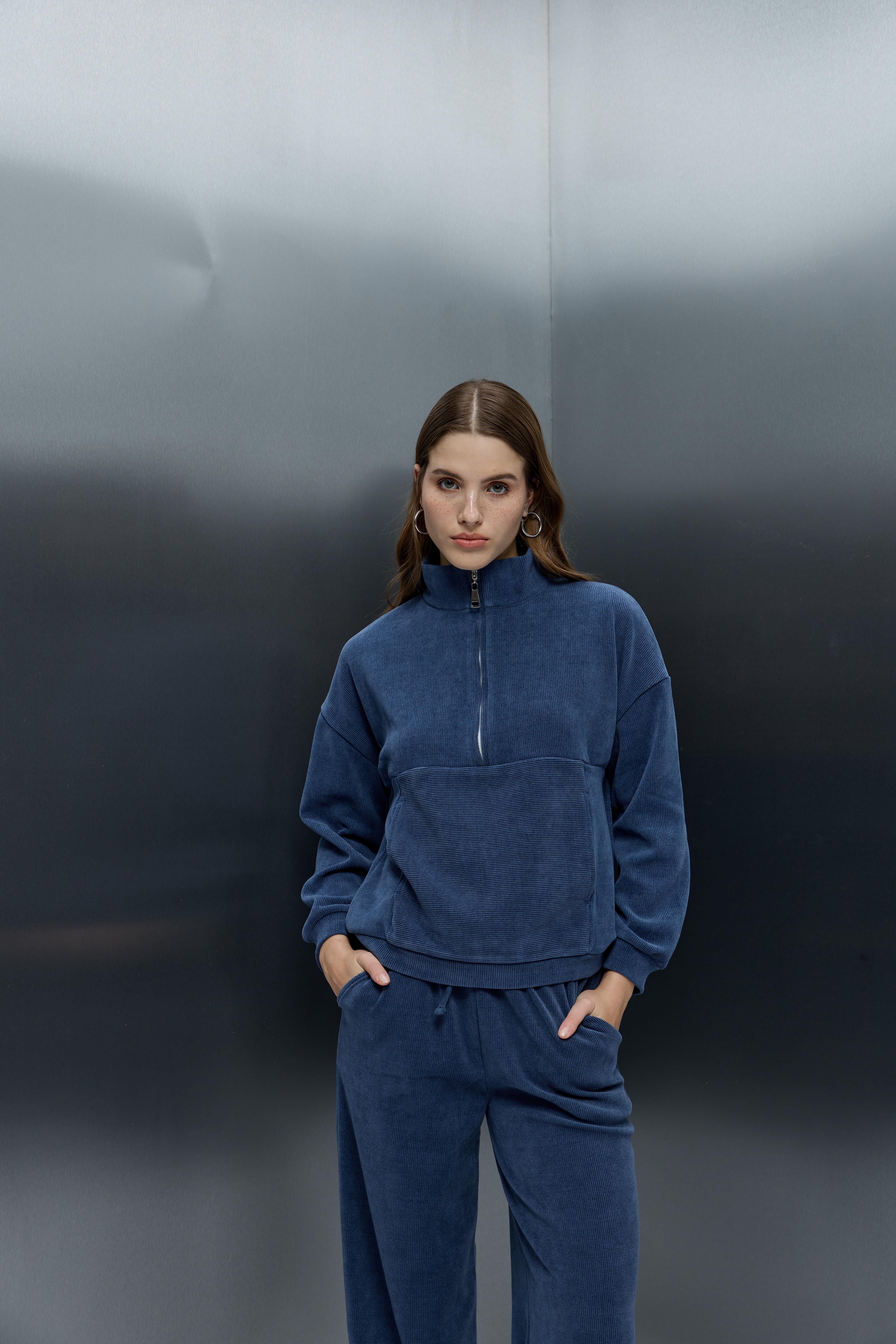 Fitilli Casual Lacivert Takım 