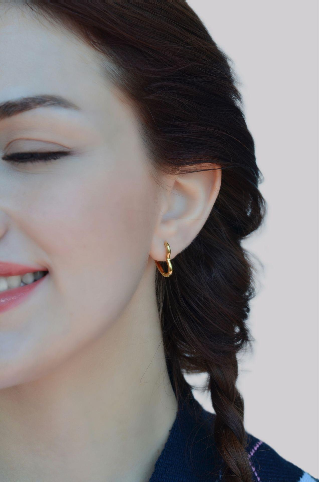 14 mm Çelik Kalp Model Küpe Gold Renk